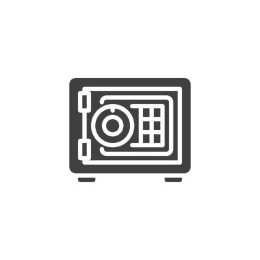 Güvenli vektör simgesi. Mobil konsept ve web tasarımı için düz tabela. Banka Kasası sembolü. Sembol, logo çizimi. Vektör grafikleri