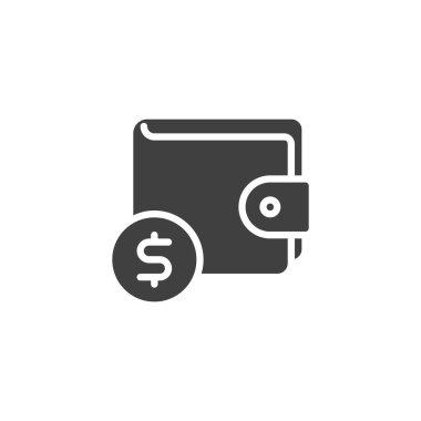 Para cüzdanı vektör simgesi. Mobil konsept ve web tasarımı için düz tabela. Banka Hesap Dengesi simgesi simgesi. Sembol, logo çizimi. Vektör grafikleri