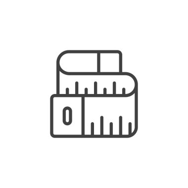 Teyp çizgisi simgesi ölçülüyor. Mobil konsept ve web tasarımı için doğrusal biçim işareti. Şerit hatları vektör simgesini ölç. Sembol, logo çizimi. Vektör grafikleri