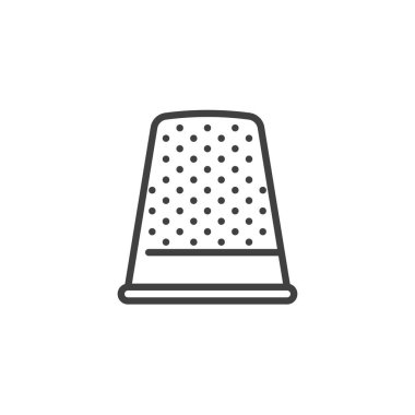 Yüksük çizgisi simgesi dikiyorum. Mobil konsept ve web tasarımı için doğrusal biçim işareti. Parmak yüksük çizgisi vektör simgesi. Sembol, logo çizimi. Vektör grafikleri