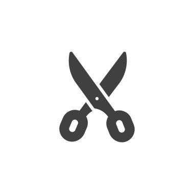 Makas vektör simgesi. Mobil konsept ve web tasarımı için düz tabela. Makas kabartma simgesi. Sembol, logo çizimi. Vektör grafikleri