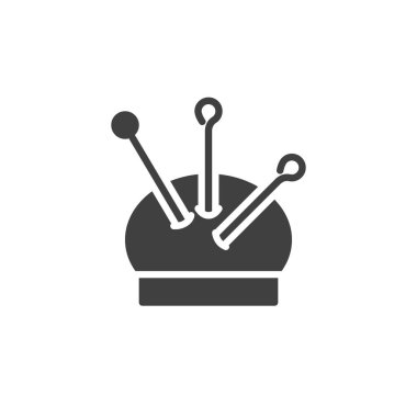 İğne vektör ikonlu yastık. Mobil konsept ve web tasarımı için düz tabela. İğne Yastık simgesi simgesi. Sembol, logo çizimi. Vektör grafikleri