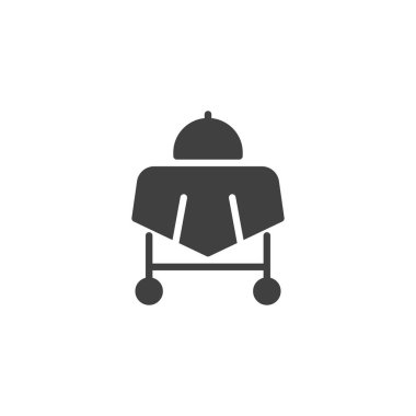 Otel odası servis vektör simgesi. Mobil konsept ve web tasarımı için düz tabela. Yemek odası simgesi ikonunda. Sembol, logo çizimi. Vektör grafikleri