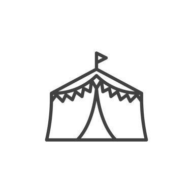 Sirk çadırı çizgisi simgesi. Mobil konsept ve web tasarımı için doğrusal biçim işareti. Sirk ana hatları vektör simgesi. Festival sembolü, logo illüstrasyonu. Vektör grafikleri