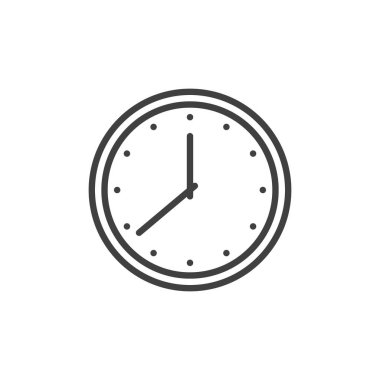 Saat çizgisi simgesi. Mobil konsept ve web tasarımı için doğrusal biçim işareti. Yuvarlak saat çizgisi vektör simgesi. Sembol, logo çizimi. Vektör grafikleri