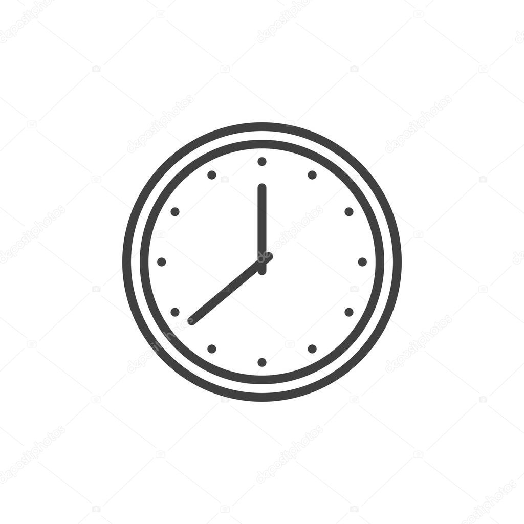 Clock time line icon. linear style sign for mobile concept and web design. Round clock outline vector icon. Symbol, logo illustration. Vector graphics