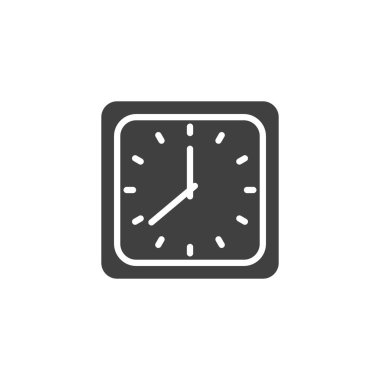Kare saat vektör simgesi. Mobil konsept ve web tasarımı için düz tabela. Saat çizelgesi simgesi. Sembol, logo çizimi. Vektör grafikleri