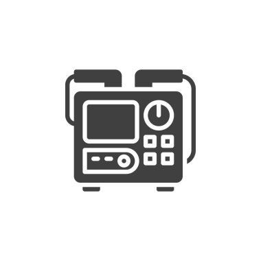 Otomatik Harici Defibrilatör vektör simgesi. Mobil konsept ve web tasarımı için düz tabela. Tıbbi defibrilatör sembol. AED sembolü, logo illüstrasyonu. Vektör grafikleri