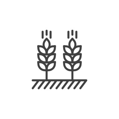 Wheat ears line icon. linear style sign for mobile concept and web design. Ears of wheat outline vector icon. Field crops symbol, logo illustration. Vector graphics clipart