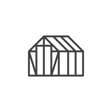 Sera çizgisi simgesi. Mobil konsept ve web tasarımı için doğrusal biçim işareti. Glasshouse ana hat vektör simgesi. Sembol, logo çizimi. Vektör grafikleri
