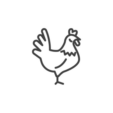Tavuk hatları simgesi. Mobil konsept ve web tasarımı için doğrusal biçim işareti. Tavuk ya da civciv taslak vektör simgesi. Kümes hayvanları sembolü, logo çizimi. Vektör grafikleri