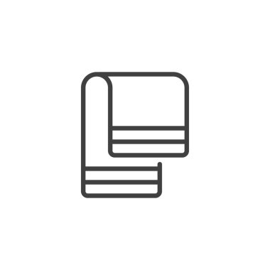 Havlu çizgisi simgesi. Mobil konsept ve web tasarımı için doğrusal biçim işareti. Banyo havlusu çizgili vektör ikonu. Sembol, logo çizimi. Vektör grafikleri