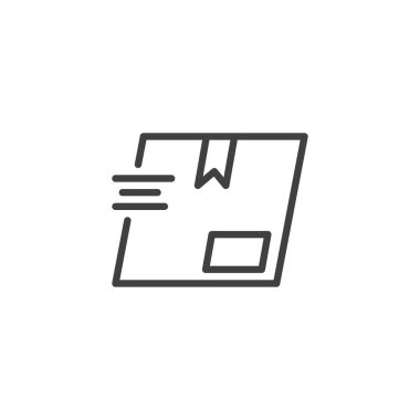 Lojistik çizgisi simgesini ifade et. Mobil konsept ve web tasarımı için paket kutusu doğrusal işareti. Hızlı dağıtım hizmeti ana hatları vektör simgesi. Sembol, logo çizimi. Vektör grafikleri