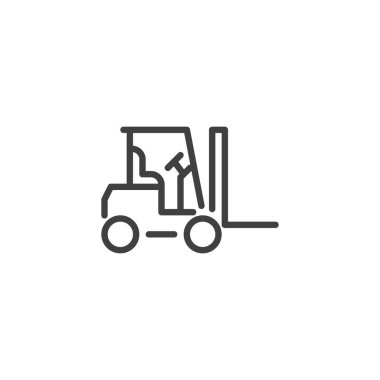 Forklift kamyon hattı ikonu. Mobil konsept ve web tasarımı için doğrusal biçim işareti. Forklift yükleyici ana hat vektör simgesi. Sembol, logo çizimi. Vektör grafikleri