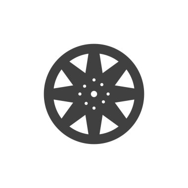 Otomobil tekeri vektör simgesi. Mobil konsept ve web tasarımı için düz tabela. Araba tekeri sembol simgesi. Sembol, logo çizimi. Vektör grafikleri