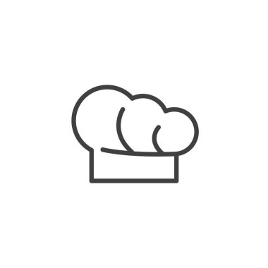 Şef Şapka çizgi simgesi. Mobil konsept ve web tasarımı için doğrusal biçim işareti. Şef şapka taslak vektör simgesi. Sembol, logo çizimi. Vektör grafikleri