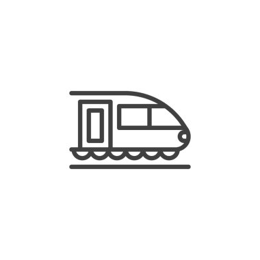 Yüksek hızlı tren hattı simgesi. Mobil konsept ve web tasarımı için doğrusal biçim işareti. Metro treni ana hat vektör simgesi. Metro sembolü, logo illüstrasyonu. Vektör grafikleri