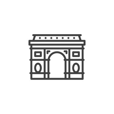 Zafer çizgisi simgesi. Mobil konsept ve web tasarımı için doğrusal biçim işareti. Paris Zafer Anıtı ana hat vektör simgesi. Sembol, logo çizimi. Vektör grafikleri