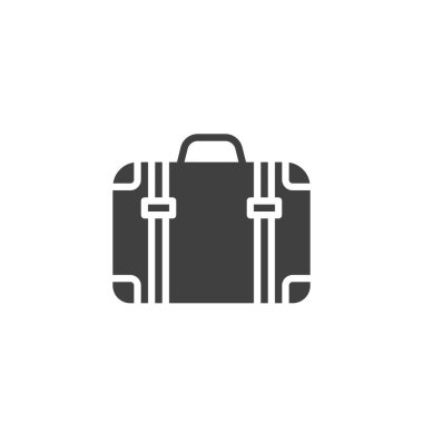 Bagaj taşıyıcı ikonu. Mobil konsept ve web tasarımı için düz tabela. Seyahat çantası sembolü. Bavul sembolü, logo çizimi. Vektör grafikleri