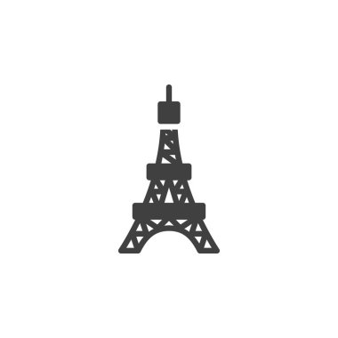 Eyfel Kulesi vektör simgesi. Mobil konsept ve web tasarımı için düz tabela. Eyfel kulesi sembolü. Paris, Fransa sembolü, logo çizimi. Vektör grafikleri