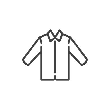 Uzun kollu gömlek çizgisi simgesi. Mobil konsept ve web tasarımı için doğrusal biçim işareti. Resmi gömlek taslak vektör simgesi. Sembol, logo çizimi. Vektör grafikleri