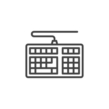 Bilgisayar klavye satırı simgesi. Mobil konsept ve web tasarımı için doğrusal biçim işareti. PC klavye ana hatlı vektör simgesi. Sembol, logo çizimi. Vektör grafikleri