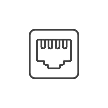 Ethernet port hattı simgesi. Mobil konsept ve web tasarımı için doğrusal biçim işareti. Lan Ağ Portu ana hat vektör simgesi. Sembol, logo çizimi. Vektör grafikleri