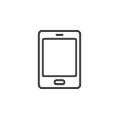 Dijital Tablet çizgisi simgesi. Mobil konsept ve web tasarımı için doğrusal biçim işareti. Tablet bilgisayar ana hatları vektör simgesi. Sembol, logo çizimi. Vektör grafikleri