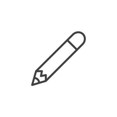 Bir kalem çizgisi simgesi. Mobil konsept ve web tasarımı için doğrusal biçim işareti. Boya kalemi taslak vektör simgesi. Sembol, logo çizimi. Vektör grafikleri