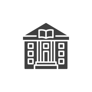 Halk kütüphanesi dış vektör simgesi. Mobil konsept ve web tasarımı için düz tabela. Kütüphane sembolü oluşturma. Sembol, logo çizimi. Vektör grafikleri