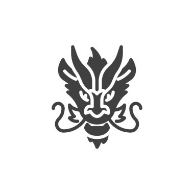 Çin Yeni Yıl ejderha vektör ikonu. Mobil konsept ve web tasarımı için düz tabela. Çin ejderhası sembolü. Sembol, logo çizimi. Vektör grafikleri