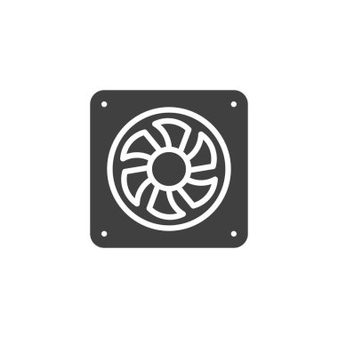 PC soğutma sistemi vektör simgesi. Mobil konsept ve web tasarımı için düz tabela. Bilgisayar fan simgesi simgesi. Sembol, logo çizimi. Vektör grafikleri