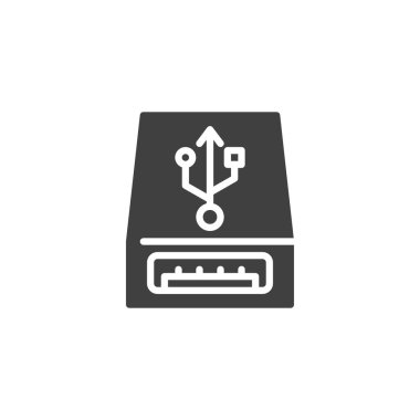 USB Tipi A vektör simgesi. Mobil konsept ve web tasarımı için düz tabela. USB port simgesi simgesi. Sembol, logo çizimi. Vektör grafikleri