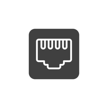 Lan Ağ vektör simgesi. Mobil konsept ve web tasarımı için düz tabela. Ethernet port kabartma simgesi. Sembol, logo çizimi. Vektör grafikleri