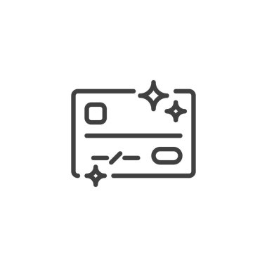 Banka kartı satırı simgesi. Mobil konsept ve web tasarımı için doğrusal biçim işareti. Banka kartı ana hatlı vektör simgesi. Ödeme sembolü, logo illüstrasyonu. Vektör grafikleri