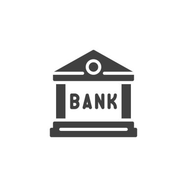 Banka binası vektör simgesi. Mobil konsept ve web tasarımı için düz tabela. Bank Branch sembol simgesi. Sembol, logo çizimi. Vektör grafikleri
