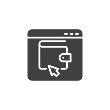 Çevrimiçi bankacılık cüzdanı vektör simgesi. Mobil konsept ve web tasarımı için düz tabela. Hesap dengesi simgesi. Sembol, logo çizimi. Vektör grafikleri