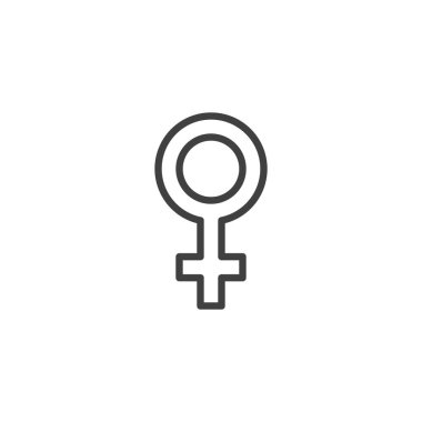 Kadın cinsiyet çizgisi ikonu. Mobil konsept ve web tasarımı için doğrusal biçim işareti. Kadın cinsiyeti vektör ikonu. Sembol, logo çizimi. Vektör grafikleri