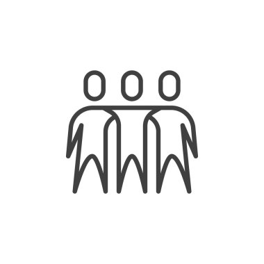 Takım bağlanma çizgisi simgesi. Mobil konsept ve web tasarımı için doğrusal biçim işareti. Takım oluşturma vektör ikonu. Beraberlik sembolü, logo çizimi. Vektör grafikleri