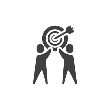 Takım başarısı ve geliştirme vektör simgesi. Ortak özlemler mobil konsept ve web tasarımı için düz tabela doldurdu. Ortak hedefler simgesi. Sembol, logo çizimi. Vektör grafikleri