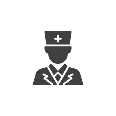 Doktor kişi vektör simgesi. Mobil konsept ve web tasarımı için düz tabela. Doktor Avatar sembolü. Sembol, logo çizimi. Vektör grafikleri