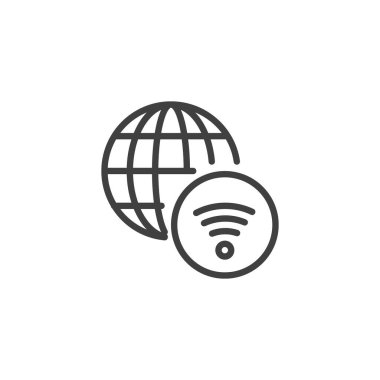 İnternet ağ bağlantısı simgesi. Mobil konsept ve web tasarımı için doğrusal biçim işareti. Kablosuz ağ sinyali vektör simgesi. Sembol, logo çizimi. Vektör grafikleri