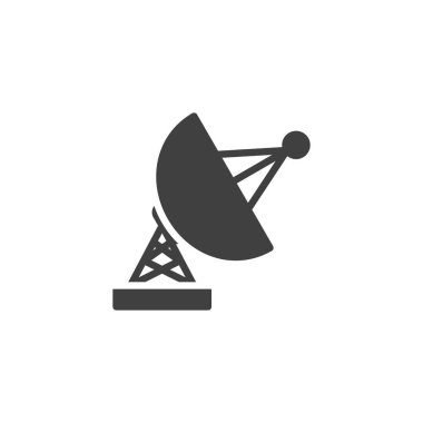 Parabolik anten vektör ikonu. Mobil konsept ve web tasarımı için düz tabela. Uydu Çanağı simgesi simgesi. Sembol, logo çizimi. Vektör grafikleri