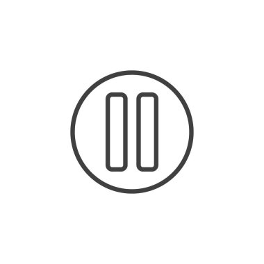 Düğme çizgisi simgesini durdur. Mobil konsept ve web tasarımı için doğrusal biçim işareti. Çember düğmesi dış hat vektör simgesini duraklat. Sembol, logo çizimi. Vektör grafikleri