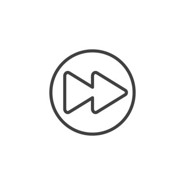 İleri sar düğme çizgisi simgesi. Mobil konsept ve web tasarımı için doğrusal biçim işareti. İleri düğme ana hatlı vektör simgesini çember yapın. Sembol, logo çizimi. Vektör grafikleri