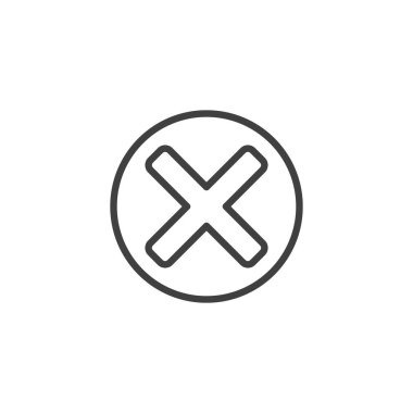 Düğme satırı simgesini iptal et. Mobil konsept ve web tasarımı için doğrusal biçim işareti. Çember silme düğmesi ana hatlı vektör simgesi. Sembol, logo çizimi. Vektör grafikleri