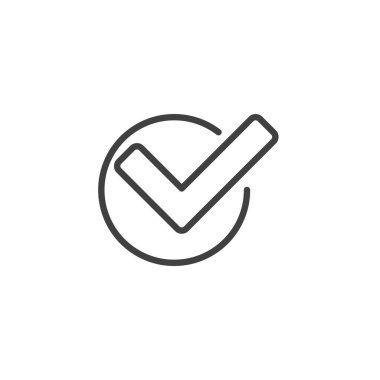 İşaretleme çizgisi simgesi olan düğme. Mobil konsept ve web tasarımı için doğrusal biçim işareti. Başarı Düğmesi ana hatlı vektör simgesi. Sembol, logo çizimi. Vektör grafikleri