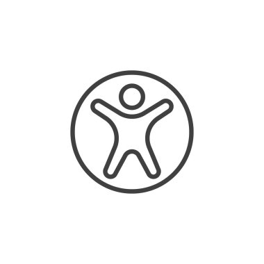 Erişilebilirlik düğmesi simgesi. Mobil konsept ve web tasarımı için doğrusal biçim işareti. Erişilebilirlik düğmesi ana hatlı vektör simgesi. Sembol, logo çizimi. Vektör grafikleri