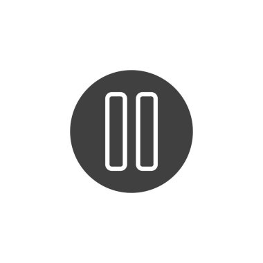 Çember Duraklat düğmesi vektör simgesi. Mobil konsept ve web tasarımı için düz tabela. Düğme kabartma simgesini durdur. Sembol, logo çizimi. Vektör grafikleri