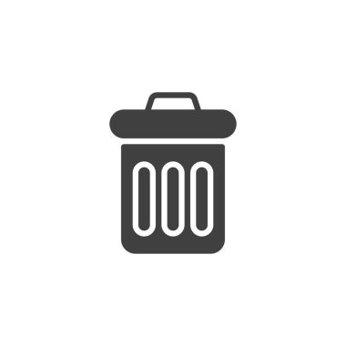 Çöp kutusu vektör simgesi. Mobil konsept ve web tasarımı için düz tabela. Düğme simgesini sil. Sembol, logo çizimi. Vektör grafikleri